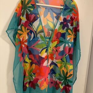 Bleu Rod Beattie Colorful Floral Swim Cover-Up